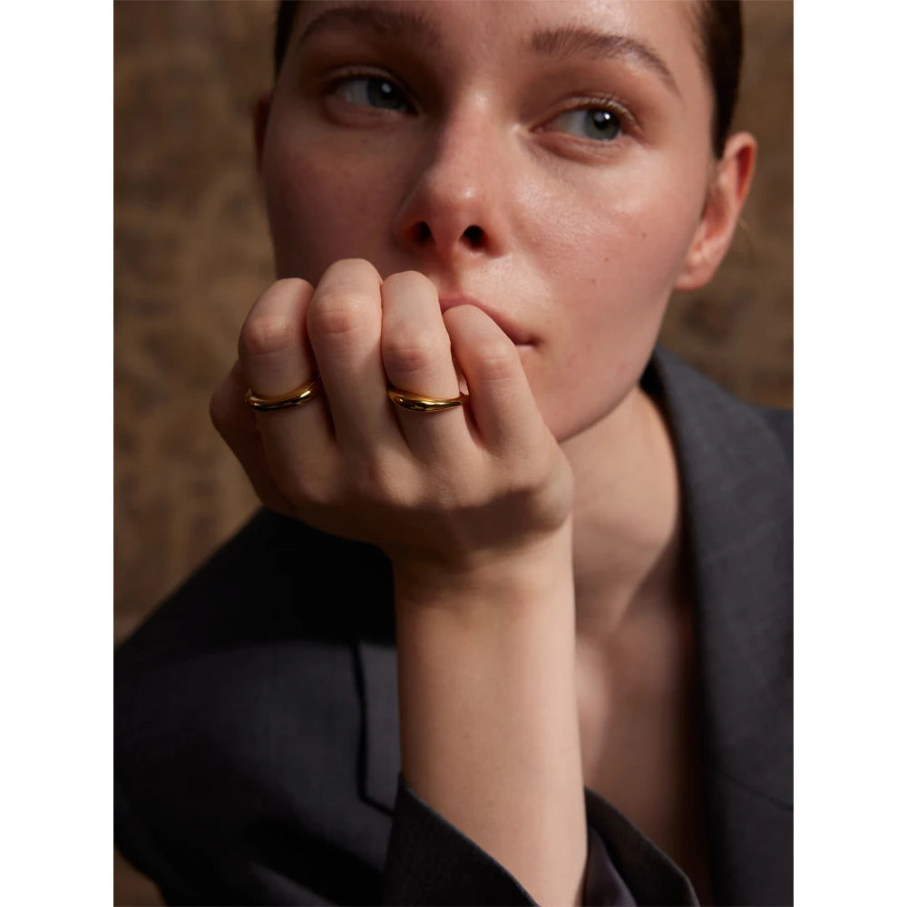 Luxe Jewels Minimalist Tarnish-Free Golden Ring - 18K PVD Plated Stainless Steel Jewelry