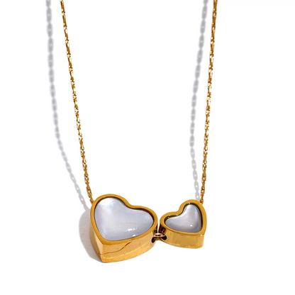 Heart Shaped Natural Shell Pendant Necklace – Gold Plated Chain