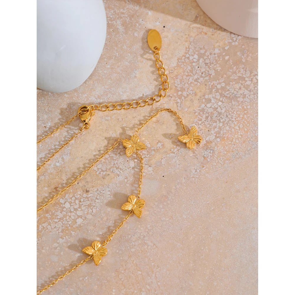 Elegant Butterfly Pendant Collar Necklace – 18K Gold Plated Jewelry