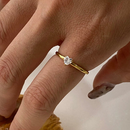 3pcs Set High Quality Stainless Steel Heart Ring PVD Plated