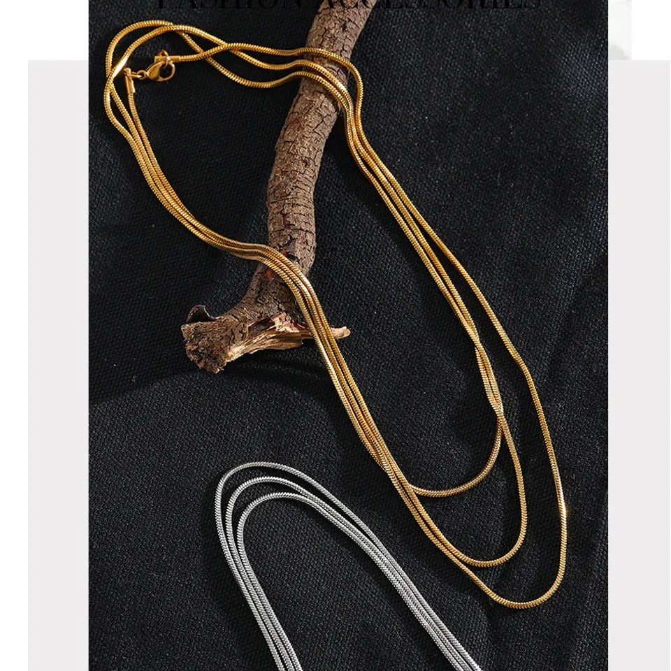 Elegant Adjustable Gold Layered Long Necklace – Minimalist Unisex Jewelry