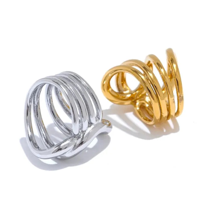 Luxe Jewels Gold Plated Stylish Unique Design Stainless Steel Ring – 18K Gold Plated Waterproof Jewellery