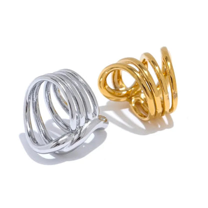 Luxe Jewels Gold Plated Stylish Unique Design Stainless Steel Ring – 18K Gold Plated Waterproof Jewellery