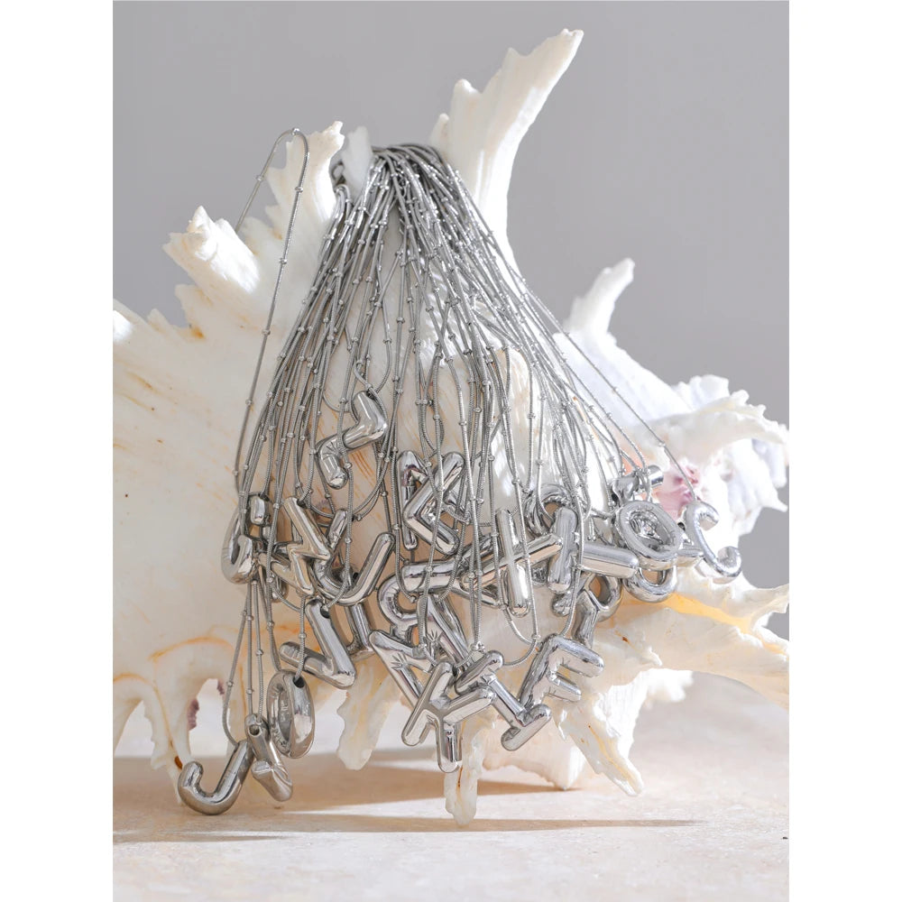 Waterproof 26 English Letter Initial Name Pendant Necklace Stainless Steel 18K PVD Plated A to Z Charm Jewelry Wholesale