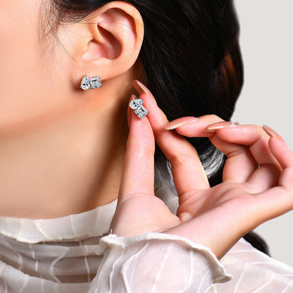 Luxury Moissanite 925 Silver Earrings Pear Asscher Shape Stud Earring for Women 2026 Valentine Day Gift