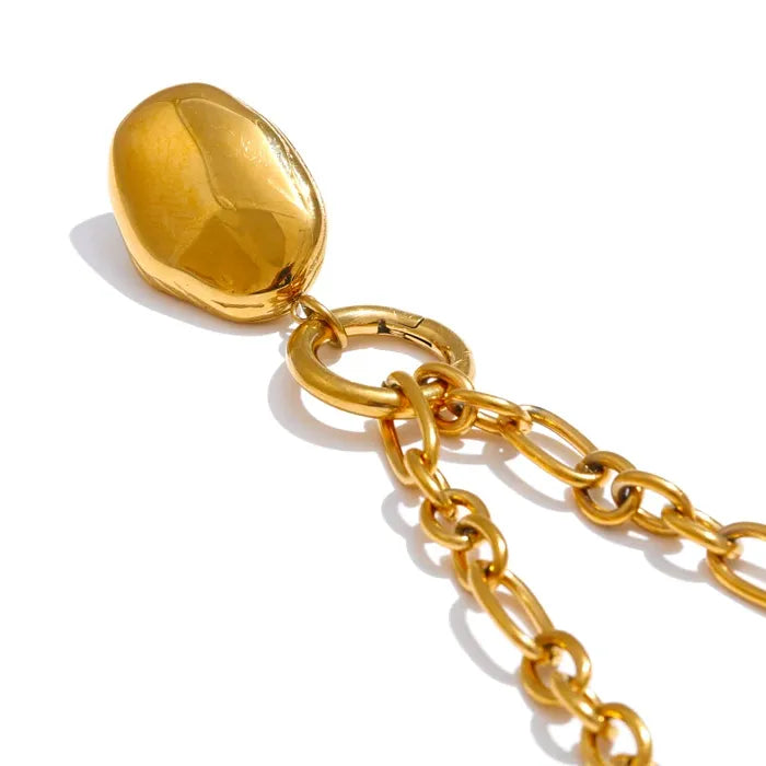 50CM Baroque Pearl Pendant Necklace – Gold Stainless Steel