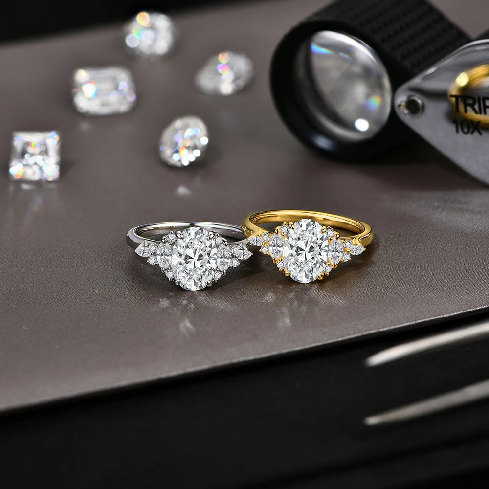 Luxe Jewels Luxury Ring (D VVS1 Color) 2.5CT Oval Cut Moissanite Ring for Women