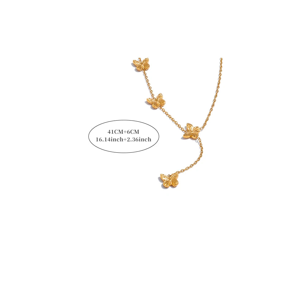 Elegant Butterfly Pendant Collar Necklace – 18K Gold Plated Jewelry