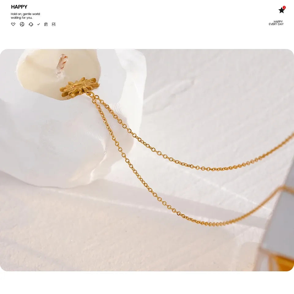 Golden Sun Pendant Necklace – Stainless Steel Trendy Jewelry