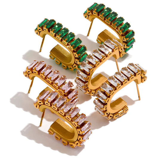 Stainless Steel Cubic Zirconia Earrings Jewelry