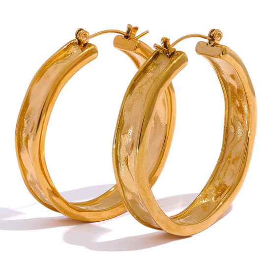 42mm High Quality Cast 316L Stainless Steel Round Big Hoop Earrings Minimalist Metal Fashion PVD Gold Color Jewelry