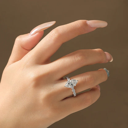 Luxe Jewels 3.0CT Marquise Cut Moissanite Engagement Ring For Women (14*7MM Stone) S925 Sterling Silver Jewelry