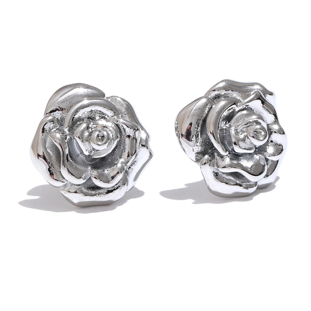 Gold Plated Rose Flower Waterproof Daily Stud Earrings for Women