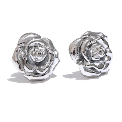 Gold Plated Rose Flower Waterproof Daily Stud Earrings for Women