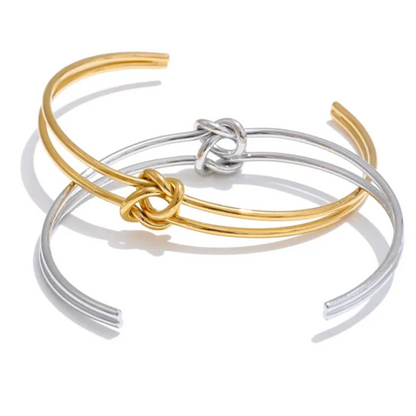 Knot Cuff Bracelet – Gold-Plated Stainless Steel Open Bangle
