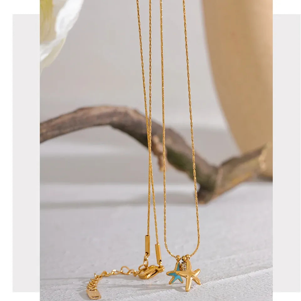 Starfish CZ Pendant Necklace – Gold Plated