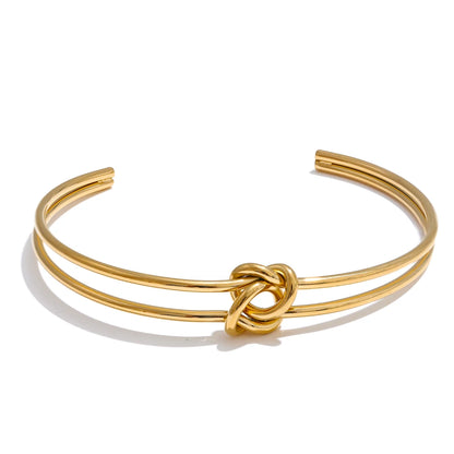 Knot Cuff Bracelet – Gold-Plated Stainless Steel Open Bangle