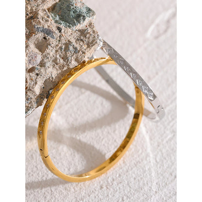 60mm Cast Bangle Bracelet – Gold Plated Stainless Steel with Zirconia