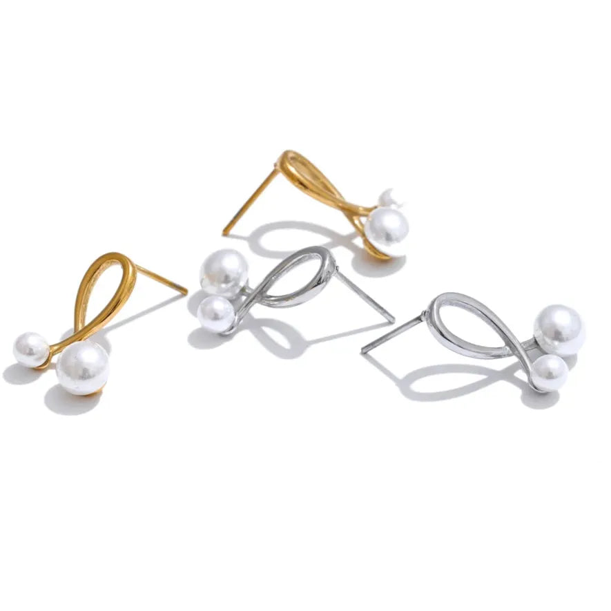 Tarnish Free Waterproof Gold Plated Pearl Stud Earrings