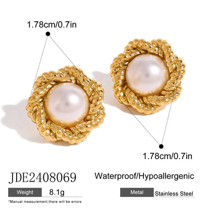 Uworld Exquisite Pearl Flower Fried Dough Twists Edge Earrings Lady Jewelry Gifts to Her Party Festival Jewelry