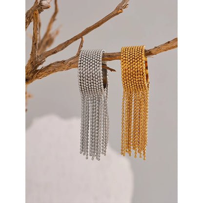 Luxe Jewels Chain Tassel Adjustable Ring – 18K PVD Plated Jewelry