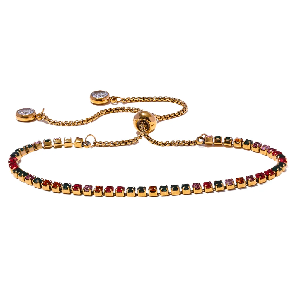 4MM Cubic Zirconia Tennis Bracelet – Gold Plated Stainless Steel Water Resistant