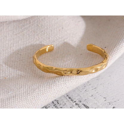 Minimalist Open Cuff Bracelet – Gold Plated Stainless Steel, Tarnish-Free