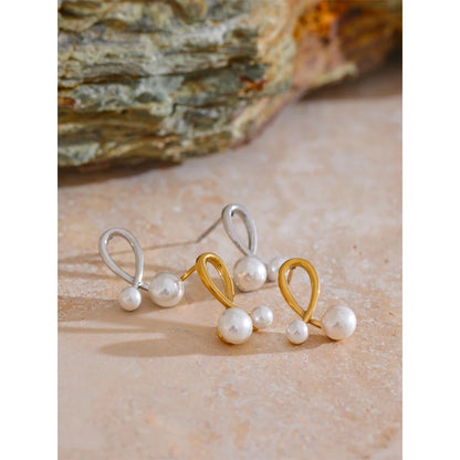 Tarnish Free Waterproof Gold Plated Pearl Stud Earrings