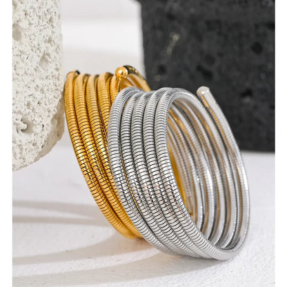 Stainless Steel Stackable Multi-Layer Arm Bracelet Bangle Metal Elastic Waterproof Unisex Jewelry