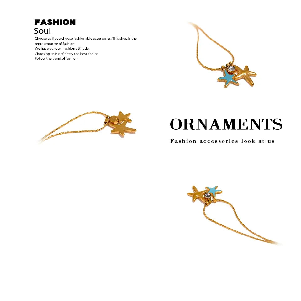 Starfish CZ Pendant Necklace – Gold Plated