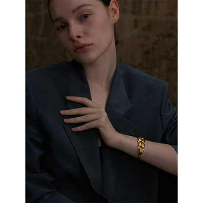 Water Drop Hollow Bangle – 64mm Gold-Plated Stainless Steel Statement Bracelet