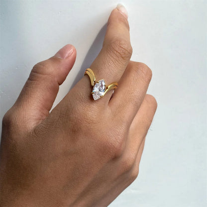 Exquisite Shiny Cubic Zirconia - Waterproof 18K Plated Ring Jewelry