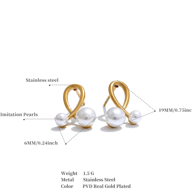 Tarnish Free Waterproof Gold Plated Pearl Stud Earrings