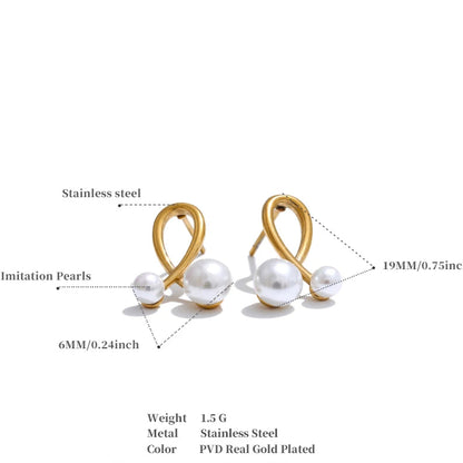 Tarnish Free Waterproof Gold Plated Pearl Stud Earrings