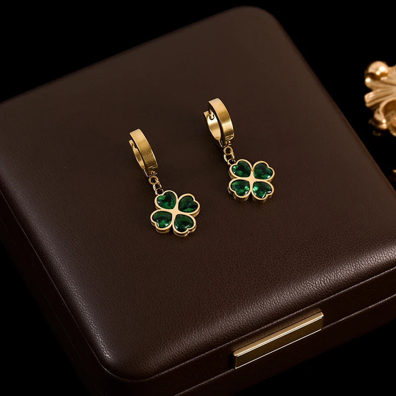 Green Clover Crystal Earrings and More – Waterproof Stainless Steel Fashion Jewelry