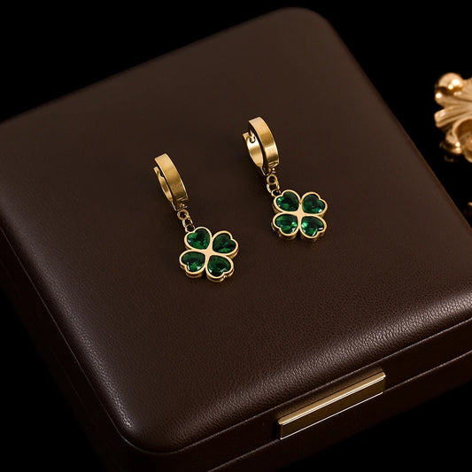 Green Clover Crystal Earrings and More – Waterproof Stainless Steel Fashion Jewelry