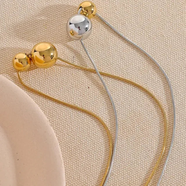 Gold Ball Beads Pendant Necklace – Stainless Steel Trendy Jewelry