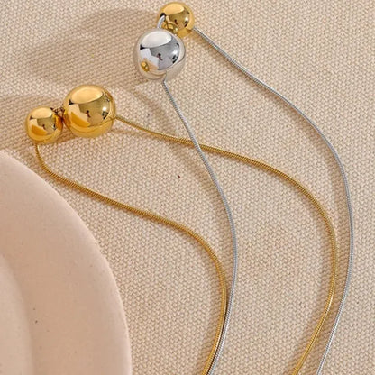 Gold Ball Beads Pendant Necklace – Stainless Steel Trendy Jewelry