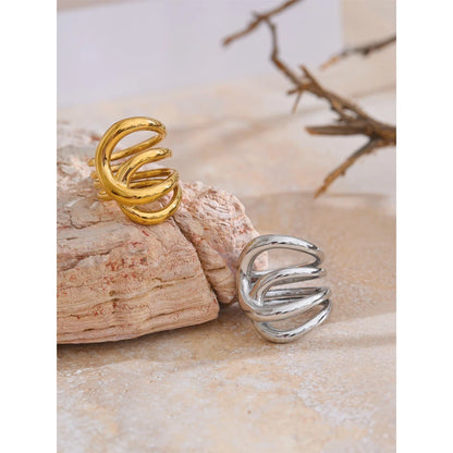 Luxe Jewels Gold Plated Stylish Unique Design Stainless Steel Ring – 18K Gold Plated Waterproof Jewellery