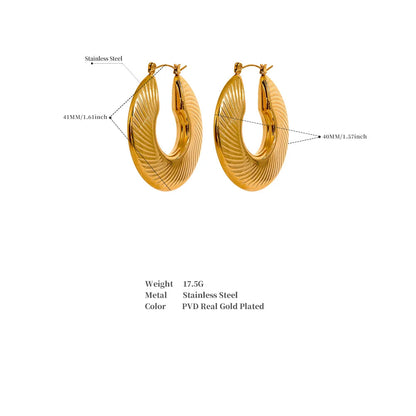 40mm Minimalist Fashion Gold Color Waterproof Hoop Earrings for Women Trendy Metal Textured Stylish Charm Jewelry