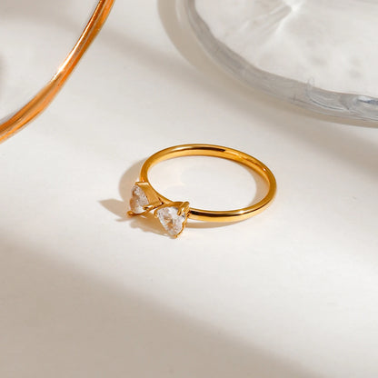 3pcs Set High Quality Stainless Steel Heart Ring PVD Plated