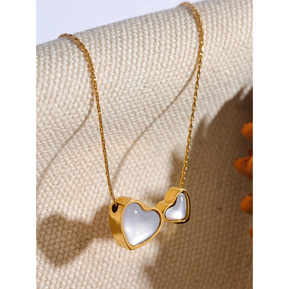 Heart Shaped Natural Shell Pendant Necklace – Gold Plated Chain