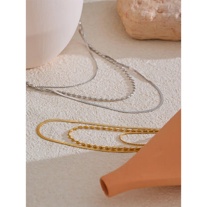 Chic Gold Plated Stainless Steel Layered Necklace – Minimalist Style