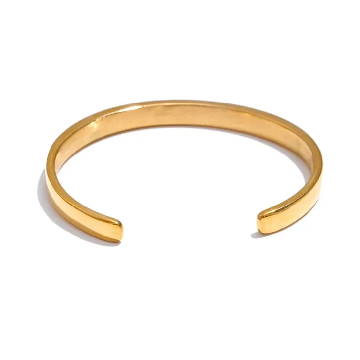 Shiny CZ Open Cuff Bracelet – 18K Gold Plated Stainless Steel