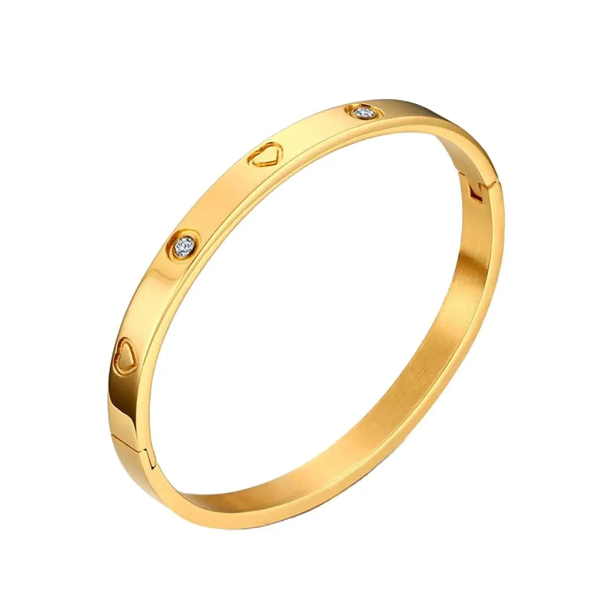 Crystal Heart Bangle – Minimalist Zinc Alloy Bracelet