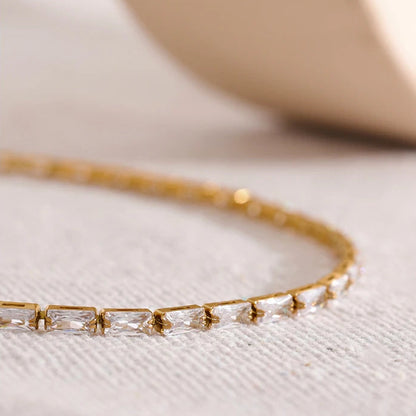 Luxury White & Green CZ Necklace Bracelet Set – Gold Plated Design