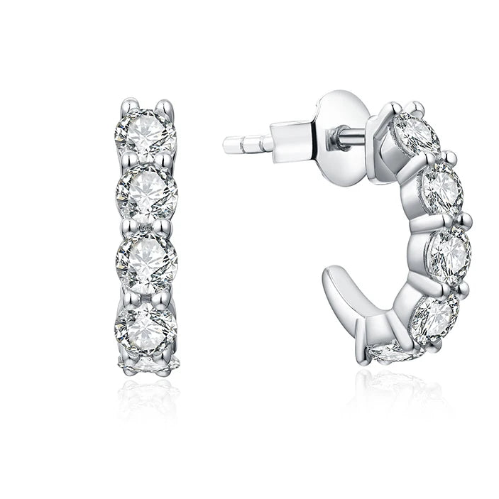 Luxe Jewels 3.0mm Moissanite Hoop Earrings Plated Stud Earrings for Women Fine Jewelry