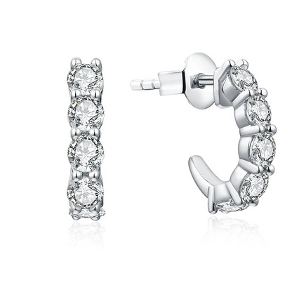 Luxe Jewels 3.0mm Moissanite Hoop Earrings Plated Stud Earrings for Women Fine Jewelry