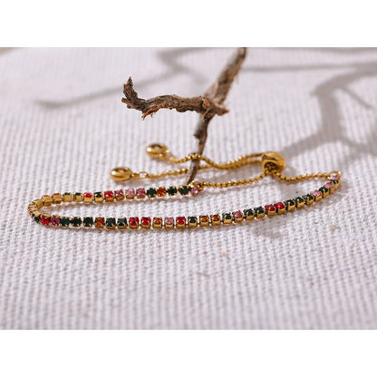 4MM Cubic Zirconia Tennis Bracelet – Gold Plated Stainless Steel Water Resistant