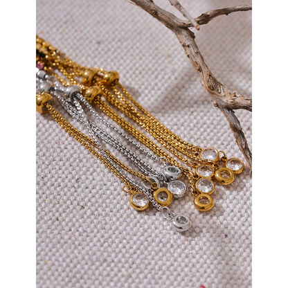 4MM Cubic Zirconia Tennis Bracelet – Gold Plated Stainless Steel Water Resistant